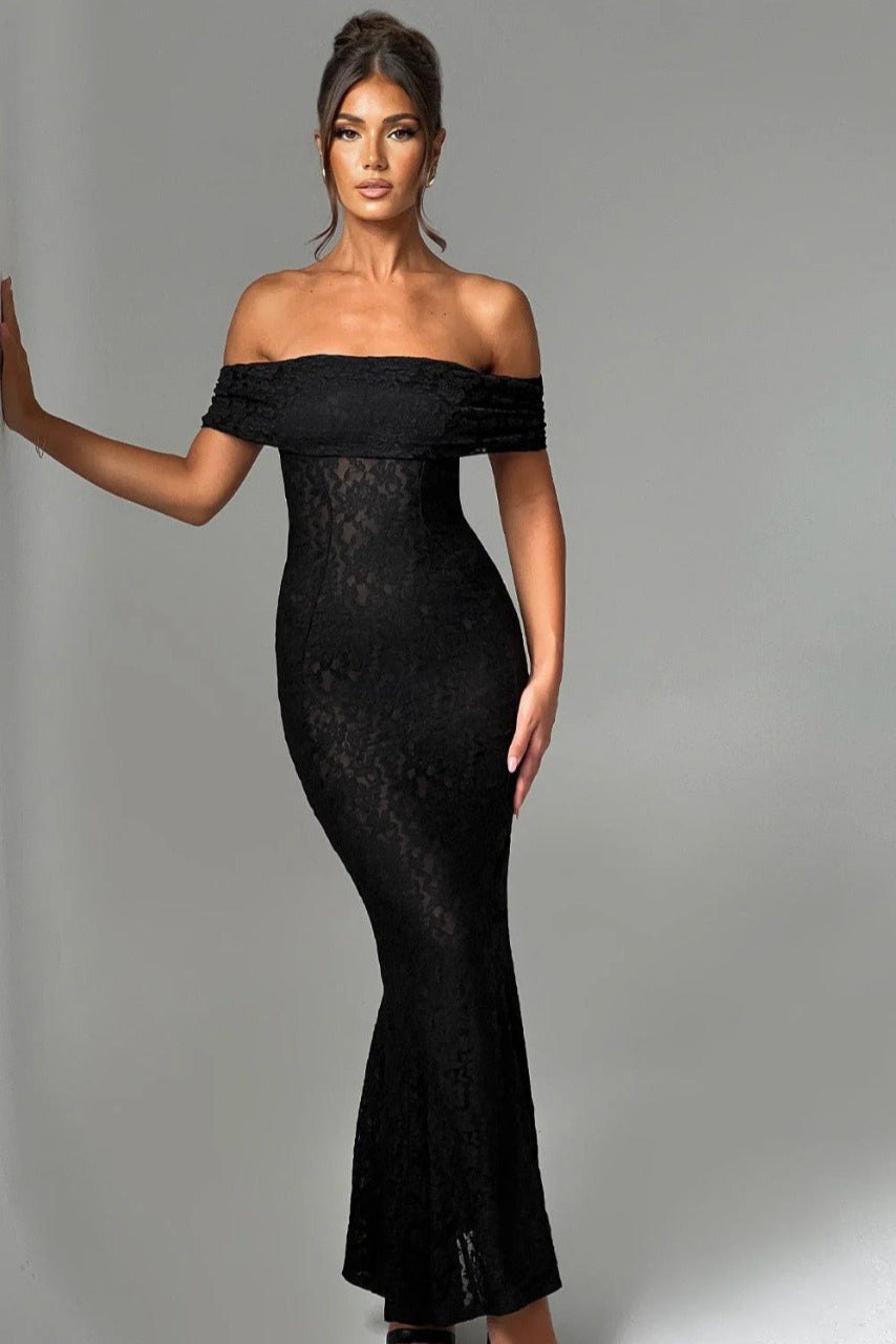 Sexy Floral Lace Backless Lace Dress