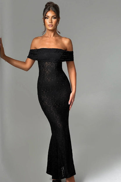 Sexy Floral Lace Backless Lace Dress