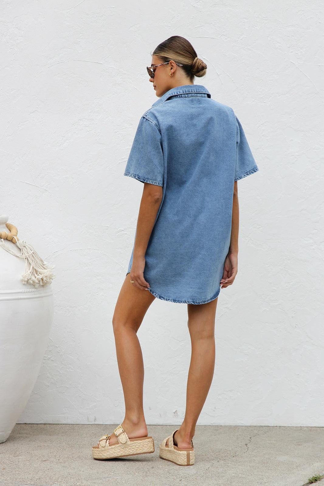 Short Sleeve Shirt Denim Dress