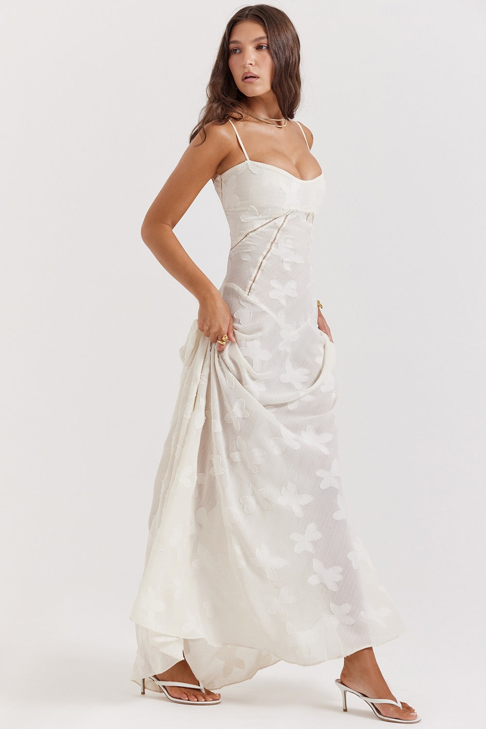 Lace Tie-Strap Romantic Maxi Dress