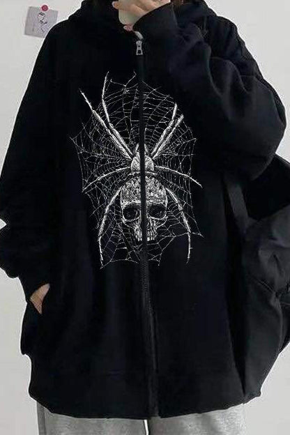 Gothic Skeleton Zip Up Hoodie