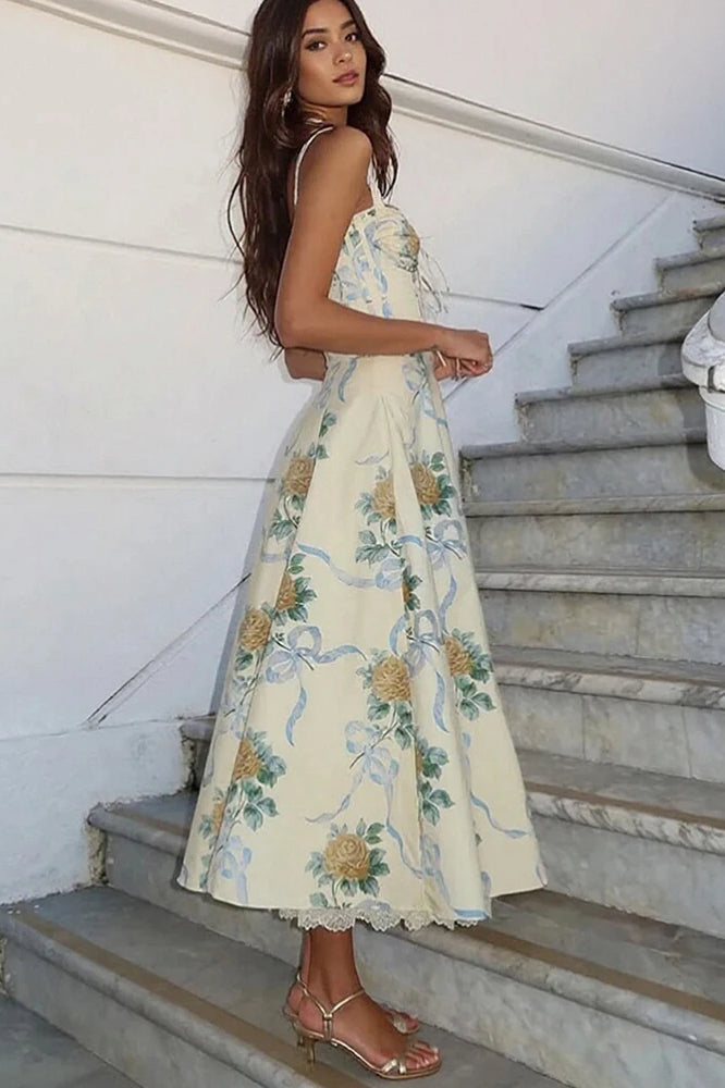 Elegant Printed A-Line Floral Dress