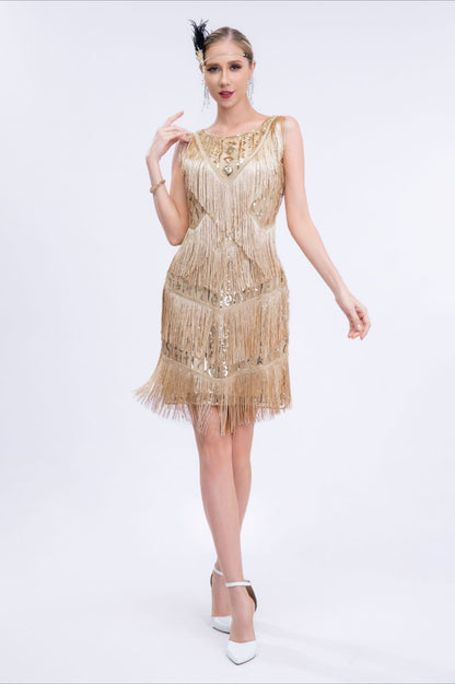 Vintage Sequin Fringe Party Dress