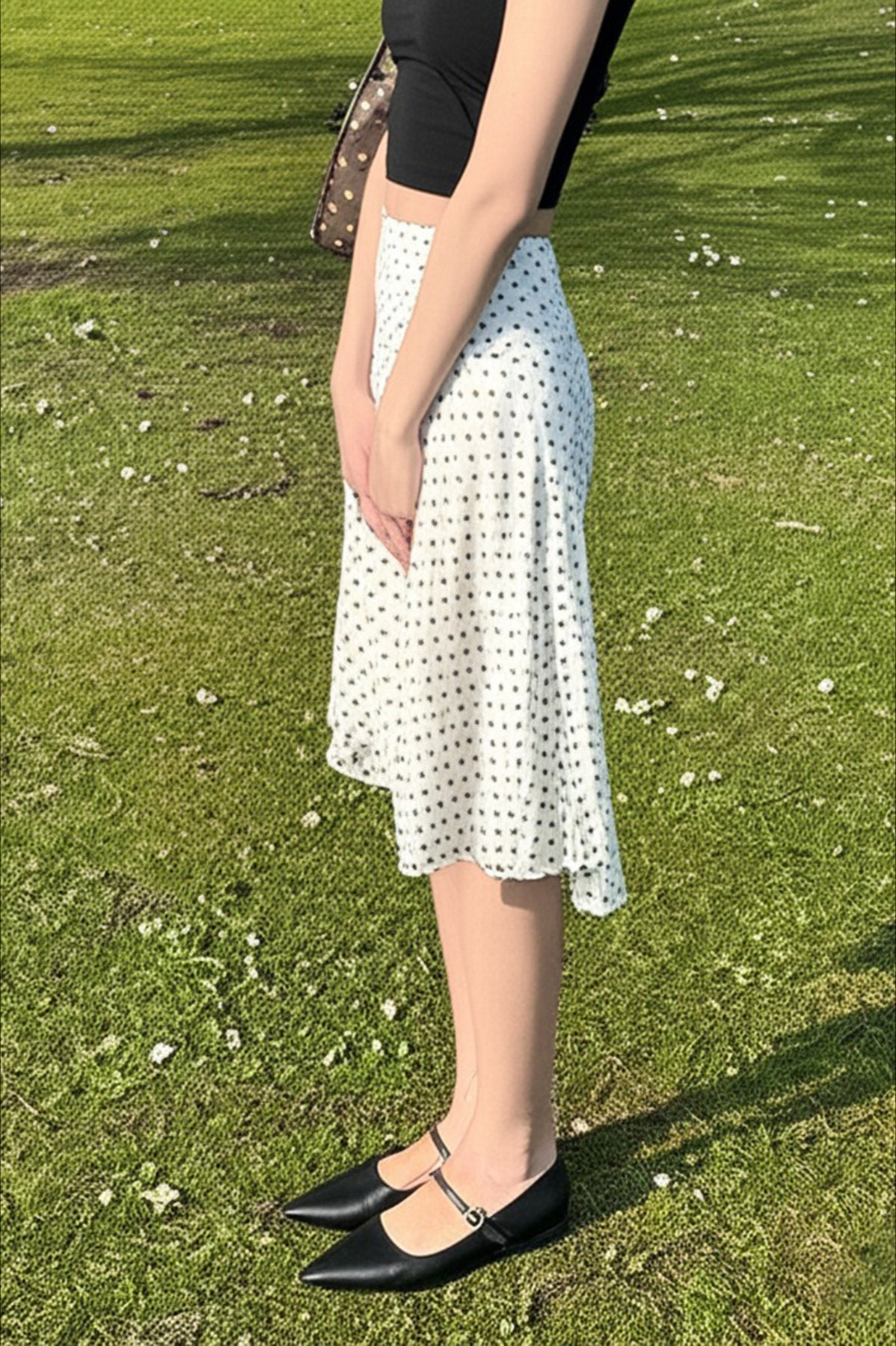 Polka Dot Mesh Layered Skirt