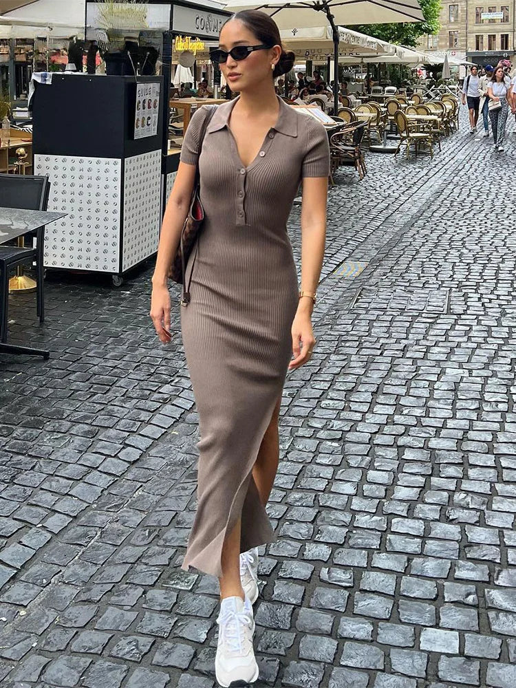 Solid Color  Sleeveless Midi Dress