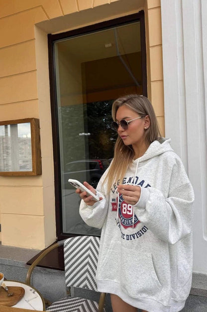 Retro American Letter Colorblock Hoodie