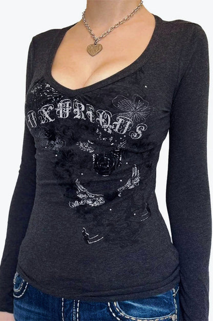 Gothic Graphic Long Sleeve T-Shirt