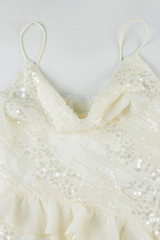 Sequin Draped Mini Party Dress