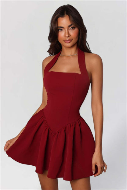 Low-Back Ruffle Mini Party Dress