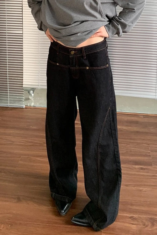 High Waist Straight Leg Denim Jeans