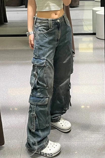 Y2K Streetwear Utility Jeans