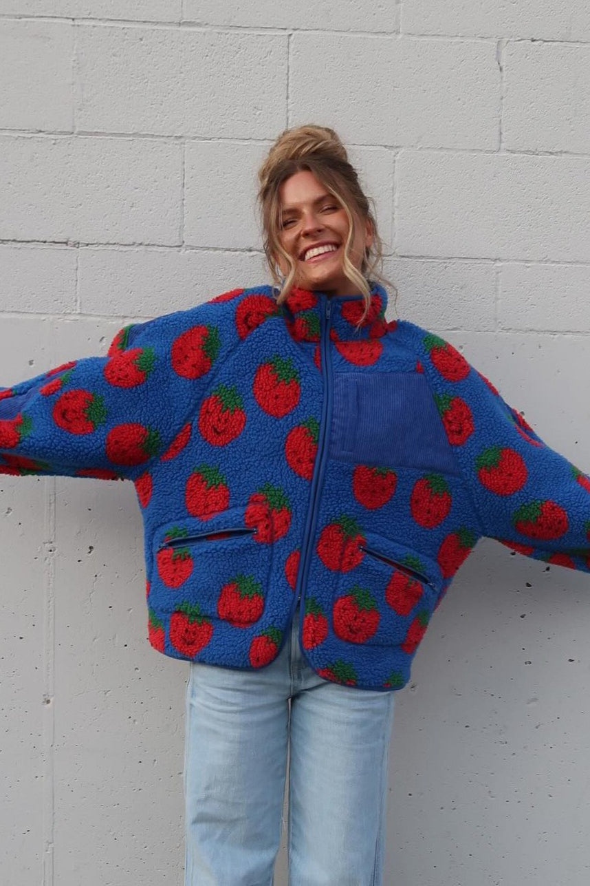 Printed Faux Shearling Coat