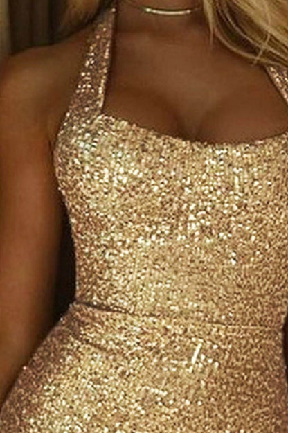Metallic Gold Bodycon Party Dress