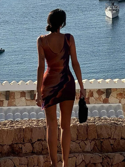 Asymmetrical Crew Neck Sleeveless Summer Dress