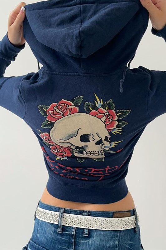 Vintage Slim Fit Hooded Zip-Up Hoodie