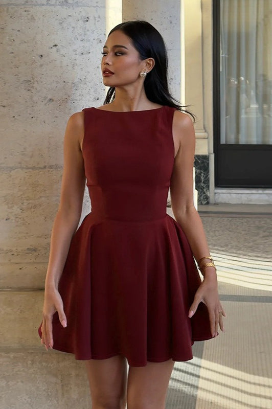 Defined Waist Mini Party Dress