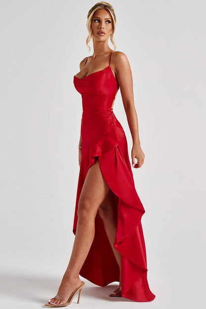 Asymmetric Spaghetti Strap Party Dress