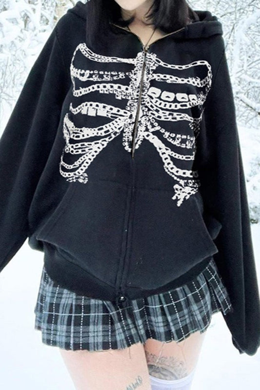 Street Style Chain Skeleton Hoodie