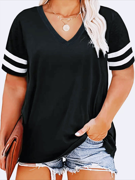 Color Blocked V-neck T-shirt