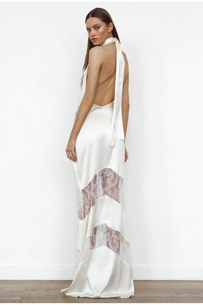 Halloween Lace Backless Halter Dress