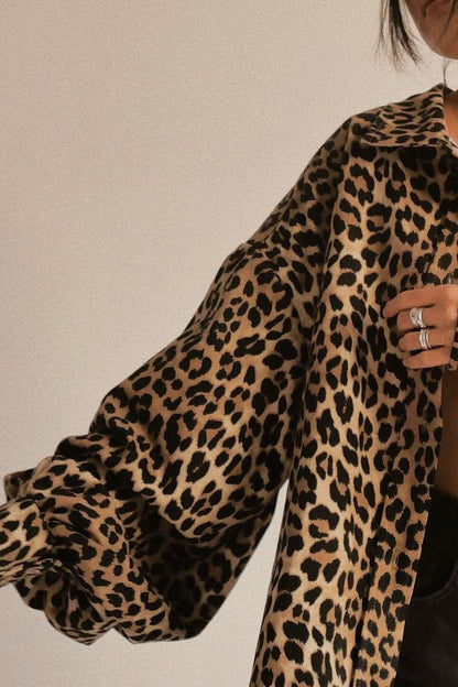Leopard Oversized Shirt Style Coat