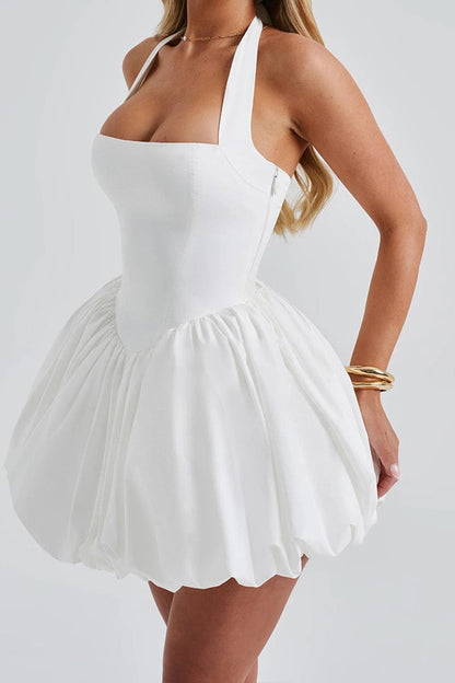 Sleeveless Halter Bubble  Mini Dress