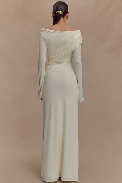 V-Neck Slim Fit Ruched Maxi Dress