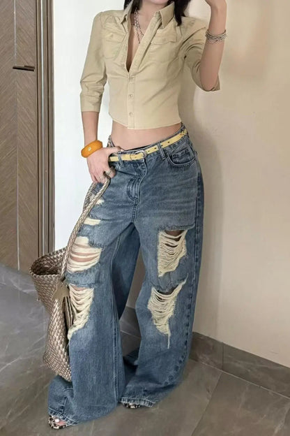 Y2K Blue Streetwear Jeans