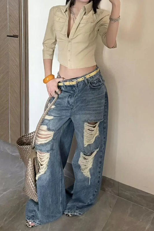 Y2K Blue Streetwear Jeans