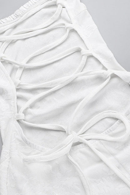 Backless Tie Cami Mermaid Lace Dress