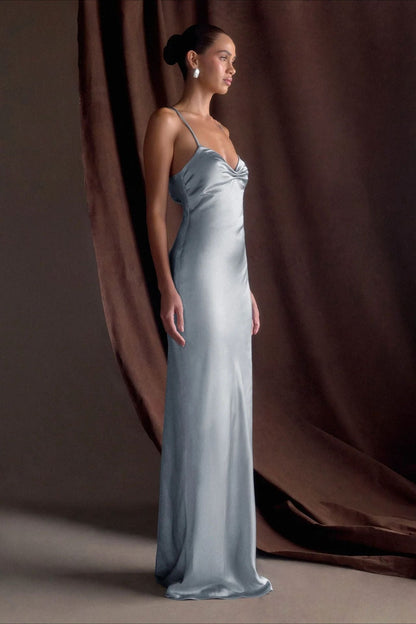 Draped Maxi Silk Dress