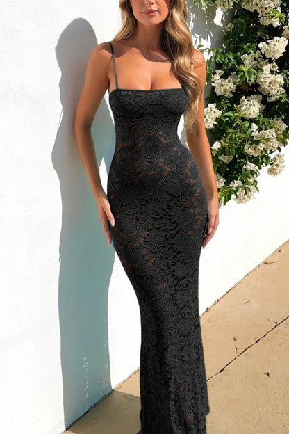 Y2K Cami Hollow Out Lace Dress