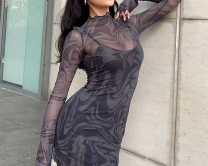 Mesh See Through Strap Gothic Mini Dress