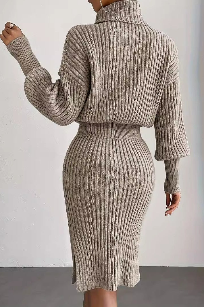 Pullover Knit Slim-Fit Sweater Dress