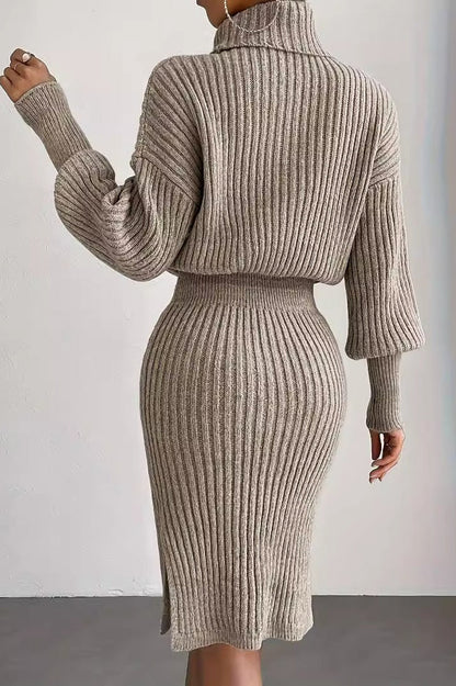 Pullover Knit Slim-Fit Sweater Dress