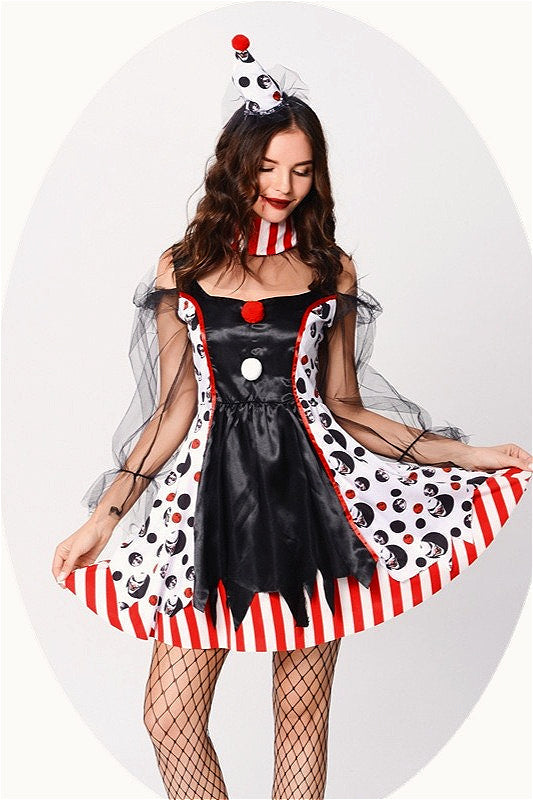 Evil Circus Clown Halloween Club Stage Party Dress