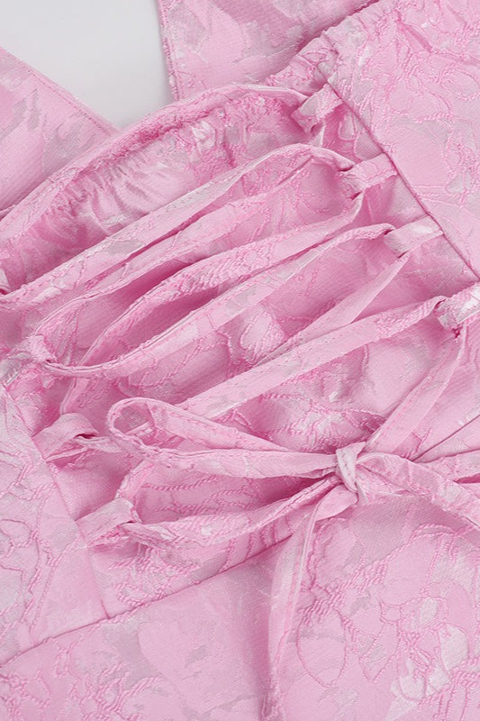 Jacquard Bow Halter Party Dress