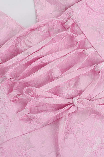 Jacquard Bow Halter Party Dress