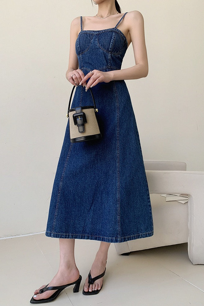 Slim Fit Maxi Denim Dress