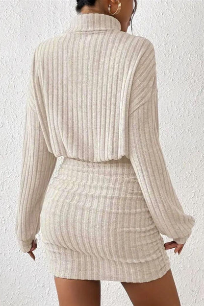 Sexy Knit Turtleneck Long Sleeve Bodycon Sweater Dress