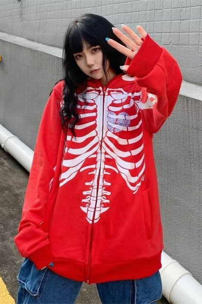 Gothic Skeleton Zipper Hoodie