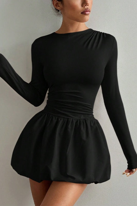 Stretch Puff Sleeve Work Dress