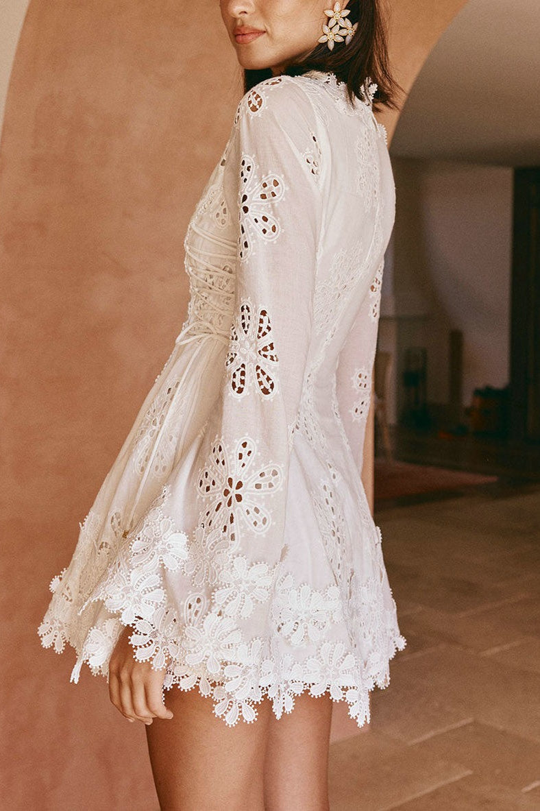 Lace Trim V Neck Bodycon Lace Dress