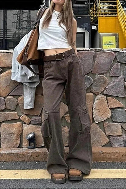 Retro 90s Style Dark Brown Jeans