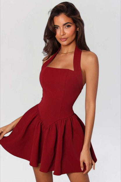 Low-Back Ruffle Mini Party Dress