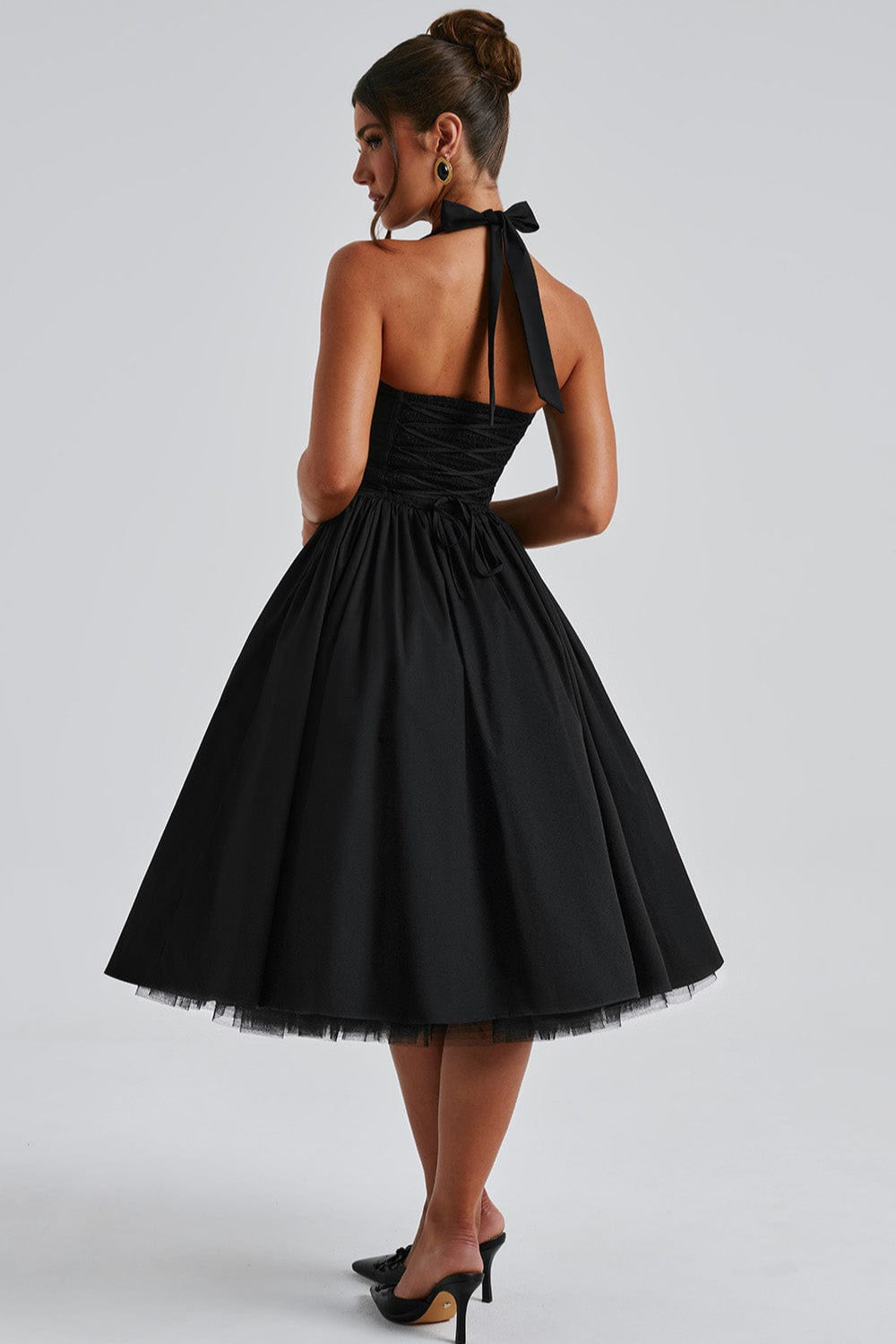 Tie-Waist Puff Party Dress