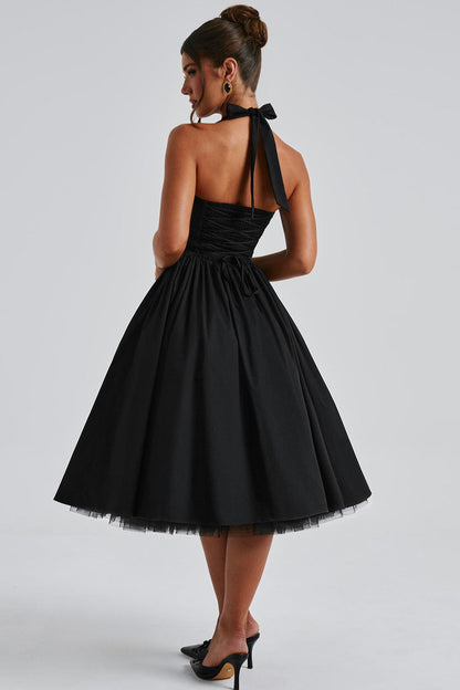 Tie-Waist Puff Party Dress