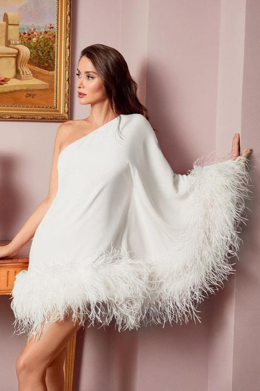 One-Shoulder Cape Mini Party Dress