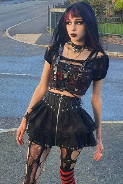 Halloween Gothic Punk High Waist Zipper Mini Skirt
