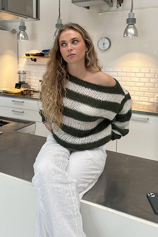 Striped Crewneck Knit Sweater